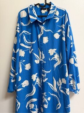 Halogen Blue Floral Button-Up Maxi Dress